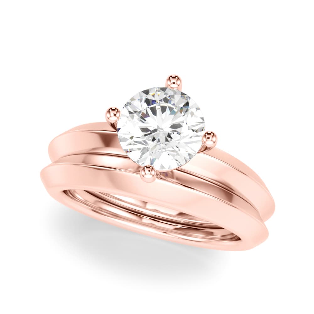 Solitaire Knife Edge Round Engagement Ring, style 51241, On hand view in rose gold