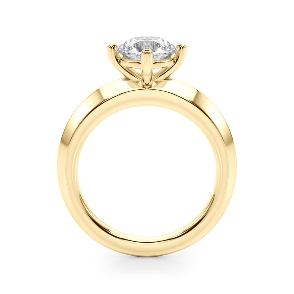 Solitaire Knife Edge Round Engagement Ring, style 51241, Side view in yellow gold