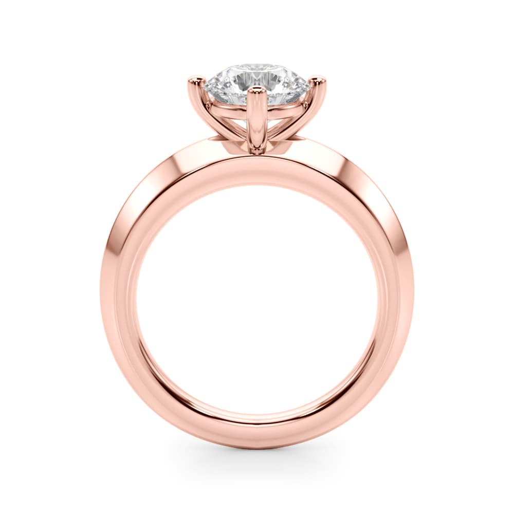 Solitaire Knife Edge Round Engagement Ring, style 51241, Side view in rose gold