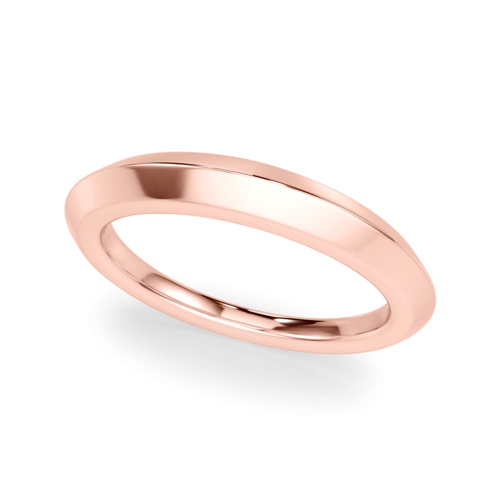 Plain Knife Edge Wedding Band, Front view in rose gold
