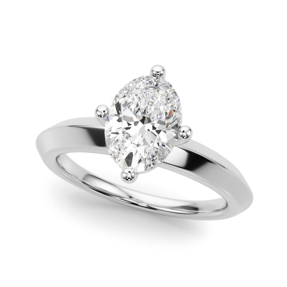 Solitaire Knife Edge Oval Engagement Ring — style 51242 in 10k White Gold