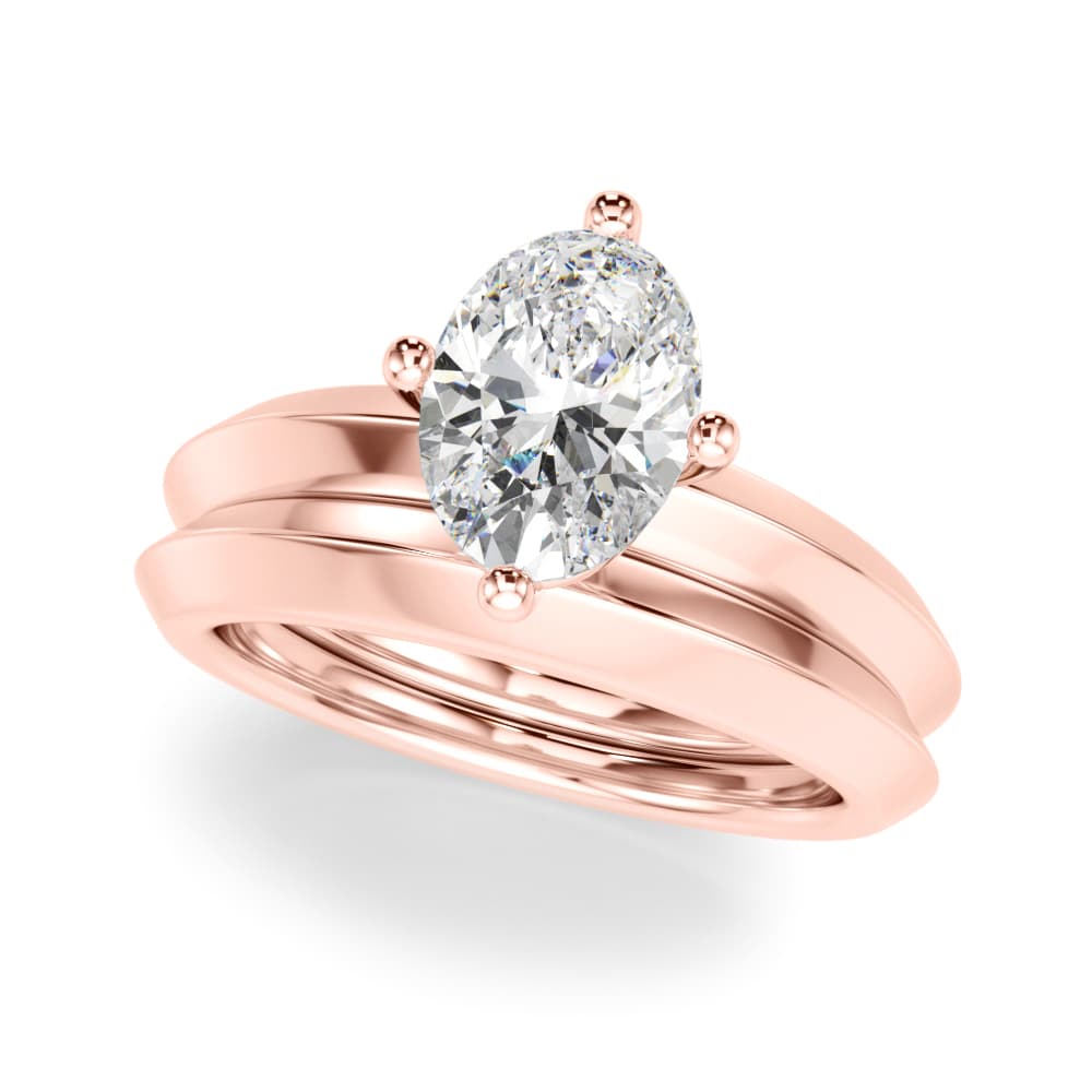 Solitaire Knife Edge Oval Engagement Ring, style 51242, On hand view in rose gold