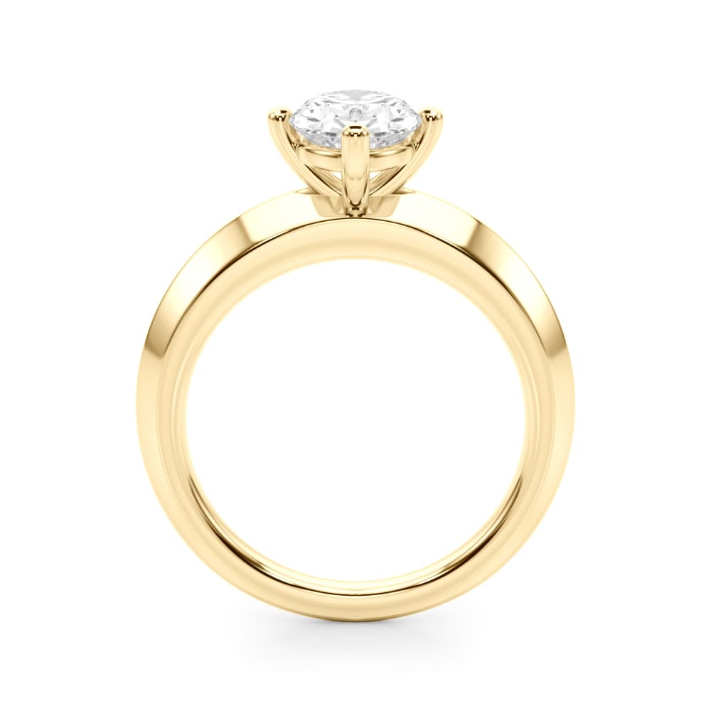 Solitaire Knife Edge Oval Engagement Ring, style 51242, Side view in yellow gold