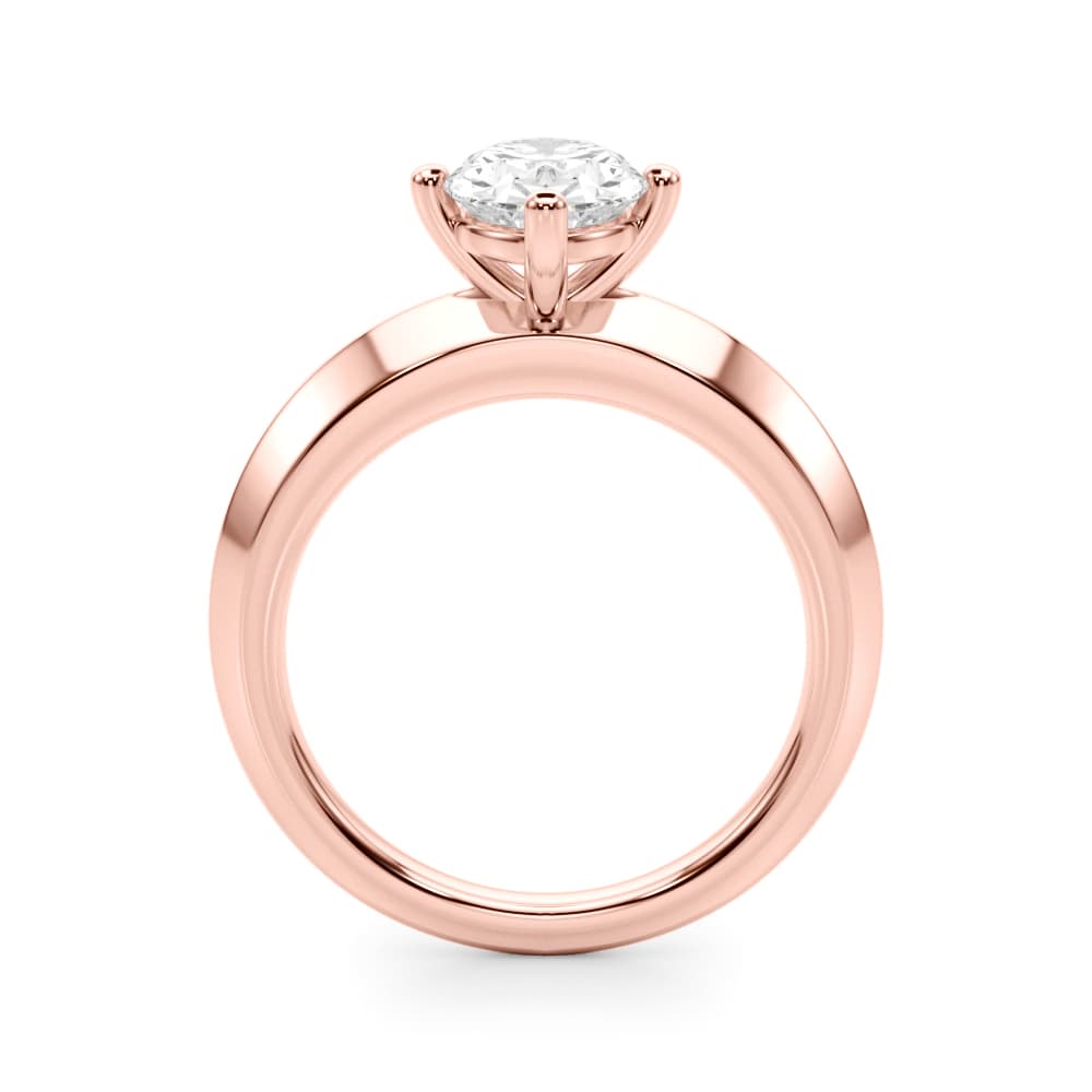 Solitaire Knife Edge Oval Engagement Ring, style 51242, Side view in rose gold