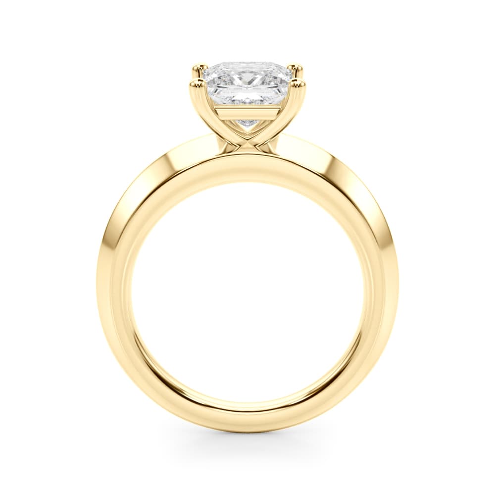 Solitaire Knife Edge Princess Cut Engagement Ring, style 51243, Side view in yellow gold