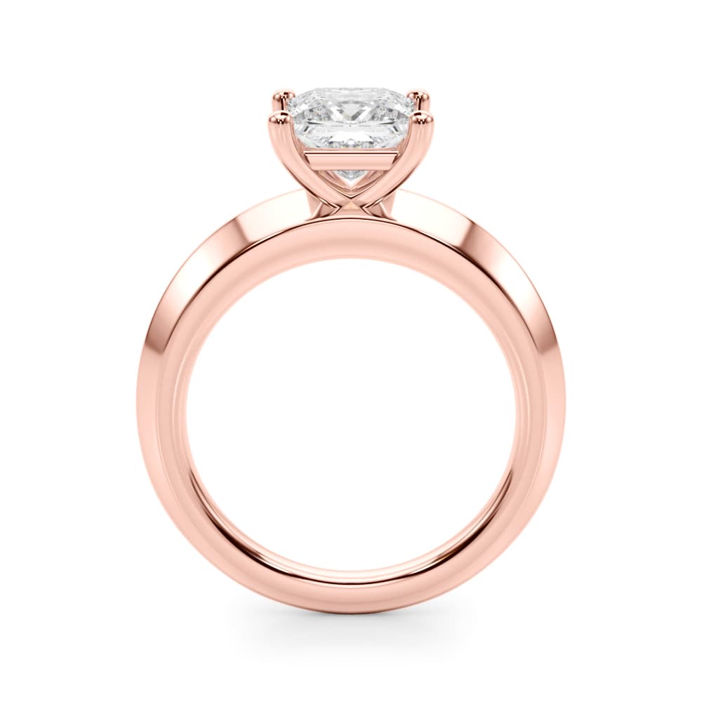 Solitaire Knife Edge Princess Cut Engagement Ring, style 51243, Side view in rose gold