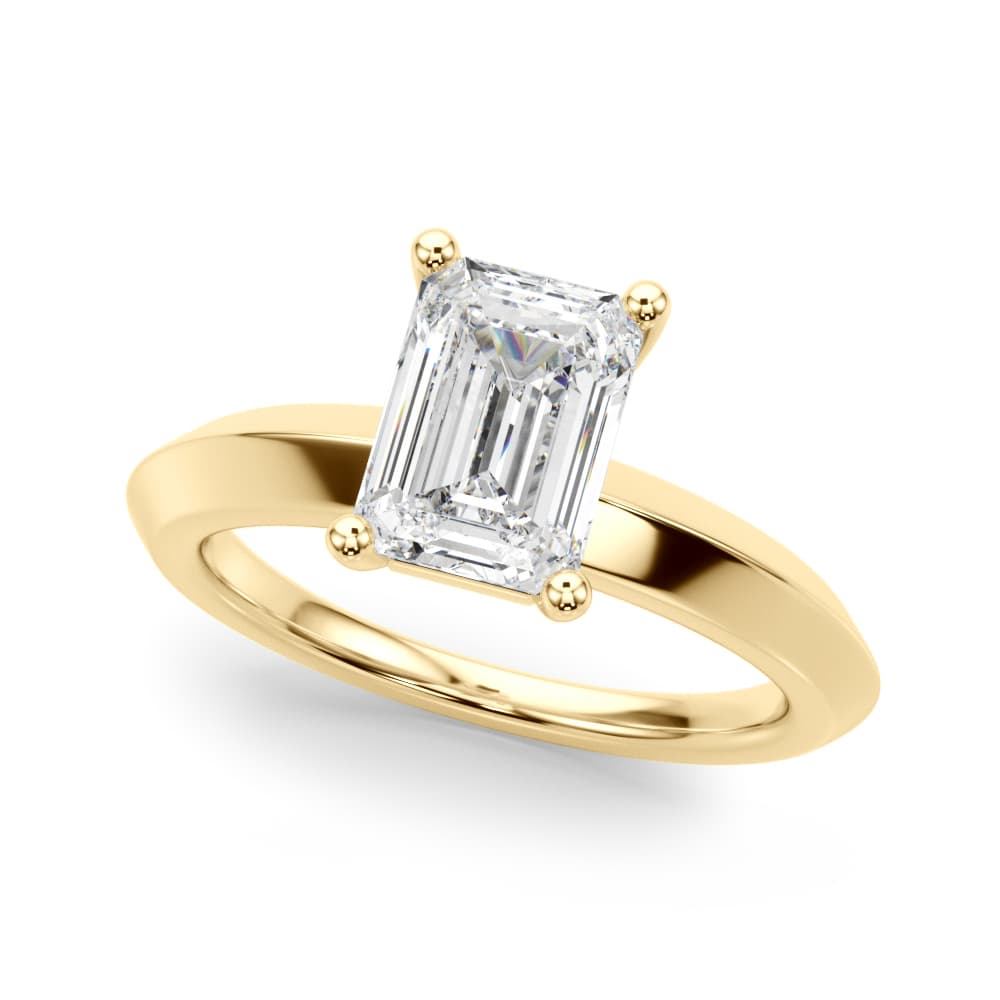 Solitaire Knife Edge Princess Cut Engagement Ring, style 51245, Front view in yellow gold