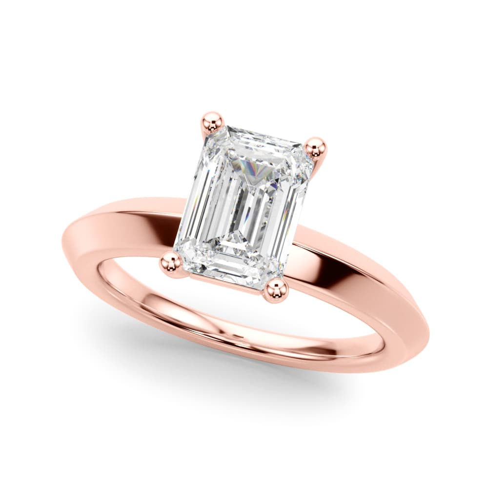 Solitaire Knife Edge Princess Cut Engagement Ring, style 51245, Front view in rose gold