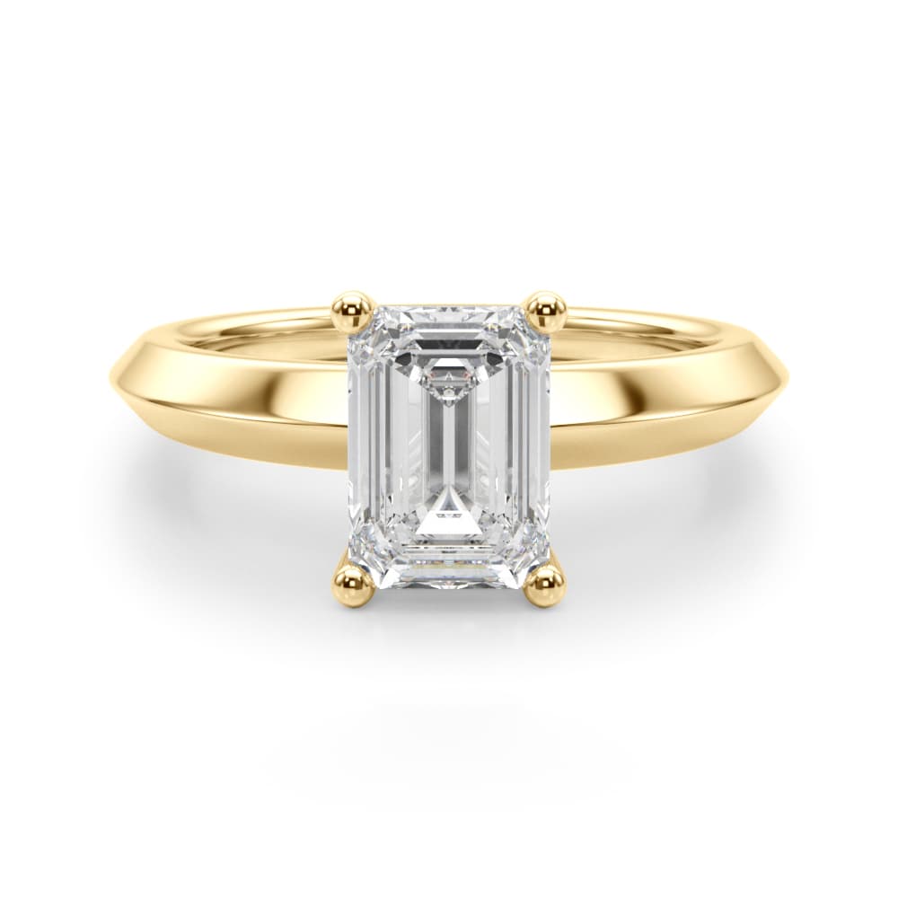 Solitaire Knife Edge Princess Cut Engagement Ring, style 51245, Angle view in yellow gold