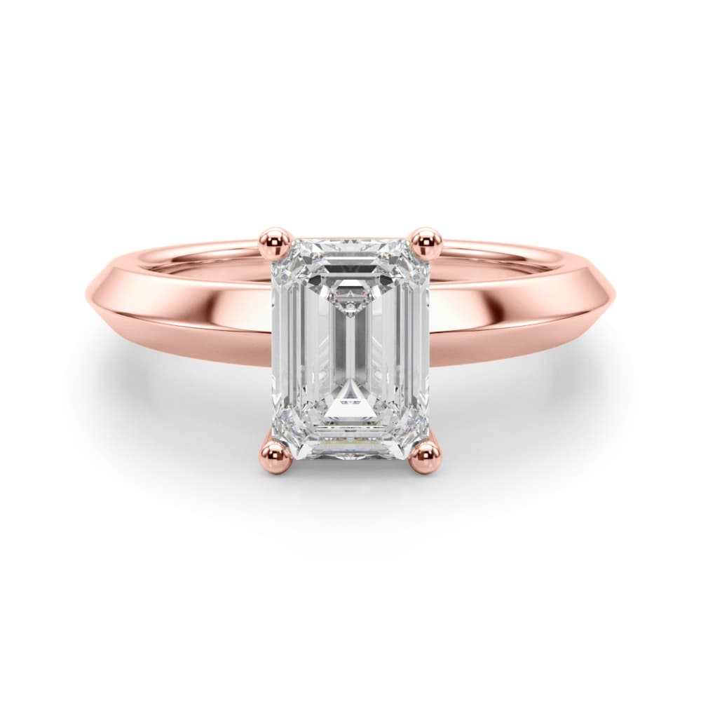 Solitaire Knife Edge Princess Cut Engagement Ring, style 51245, Angle view in rose gold