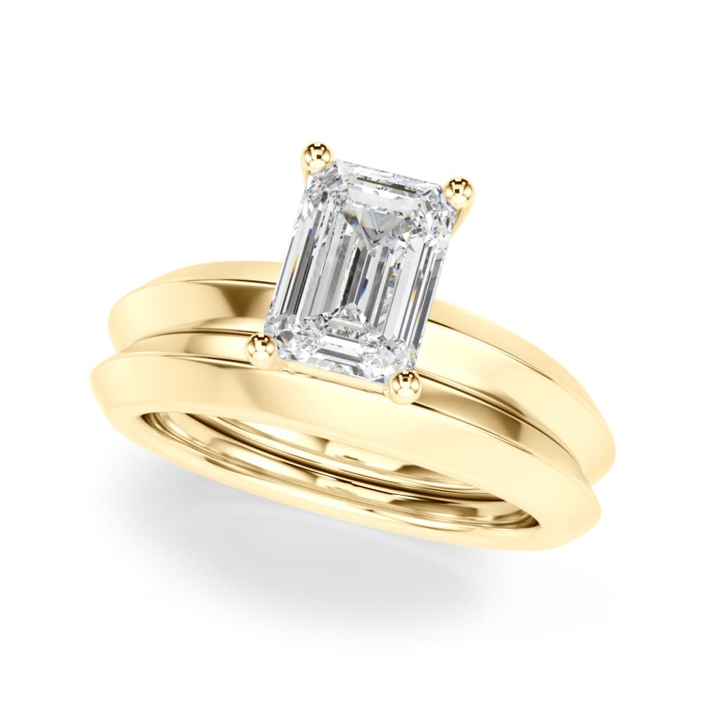 Solitaire Knife Edge Princess Cut Engagement Ring, style 51245, On hand view in yellow gold