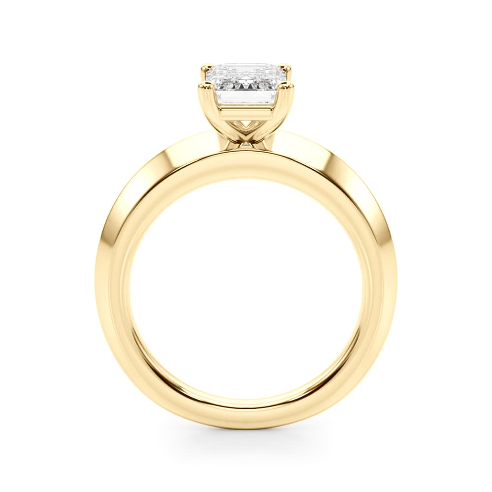 Solitaire Knife Edge Princess Cut Engagement Ring, style 51245, Side view in yellow gold