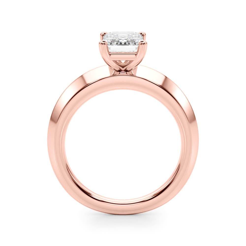 Solitaire Knife Edge Princess Cut Engagement Ring, style 51245, Side view in rose gold