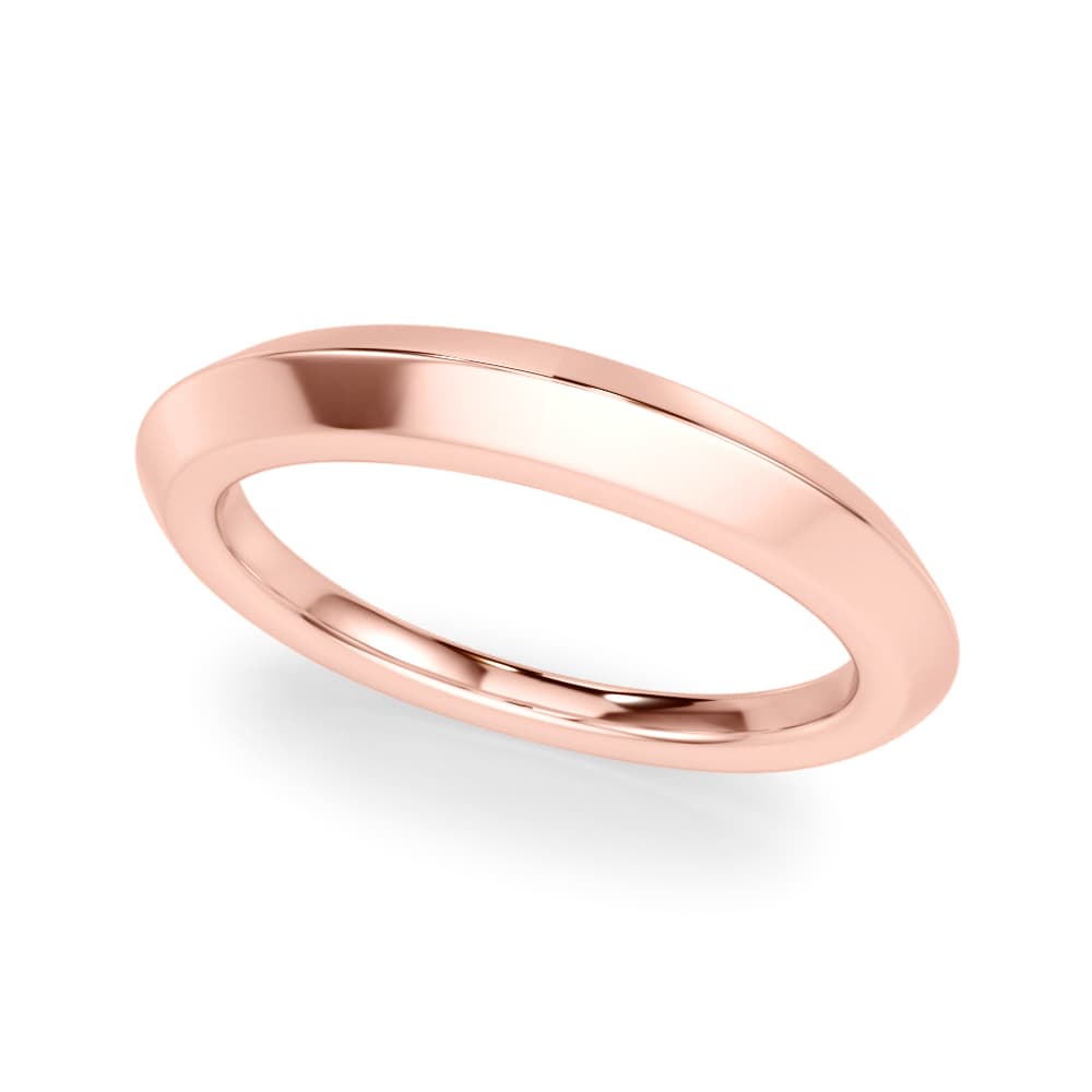 Plain Knife Edge Wedding Band, Front view in rose gold