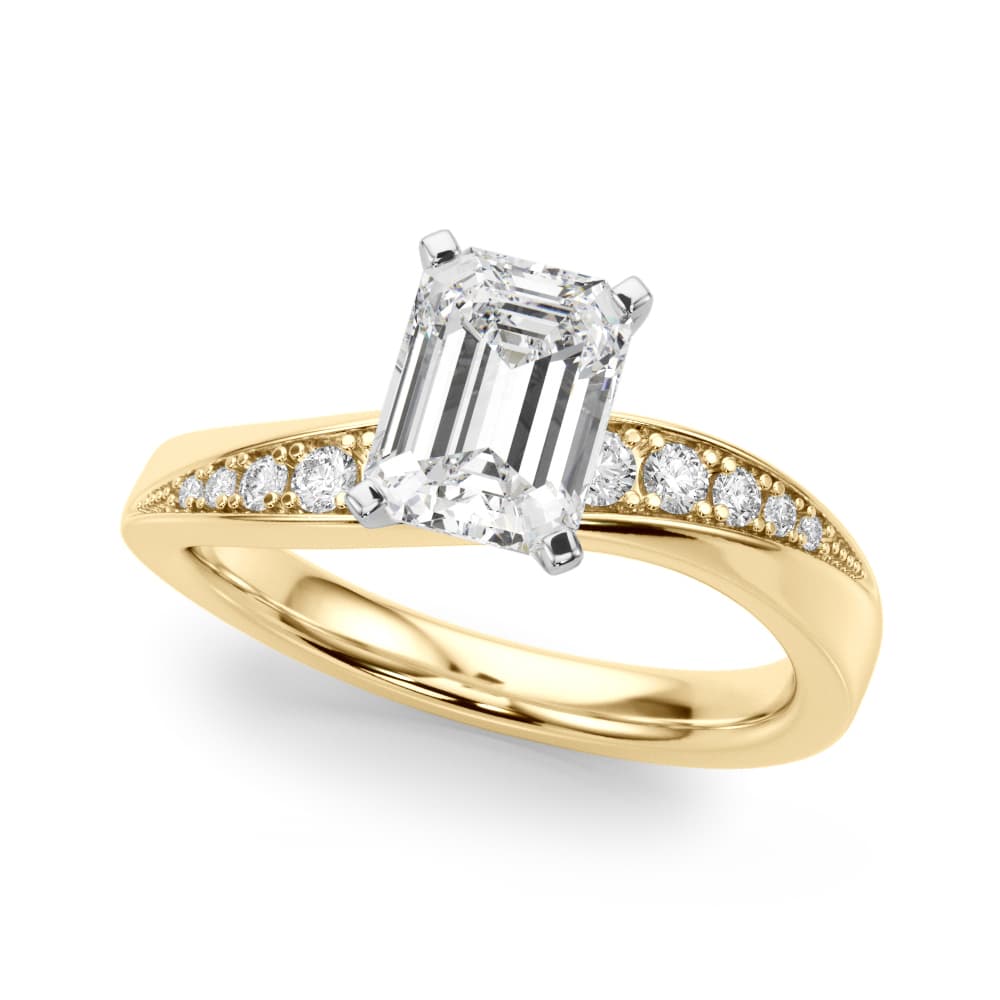 Contemporary Curved Engagement Ring, style 51246, Front view in yellow gold
