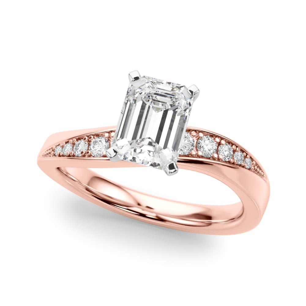 Contemporary Curved Engagement Ring, style 51246, Front view in rose gold