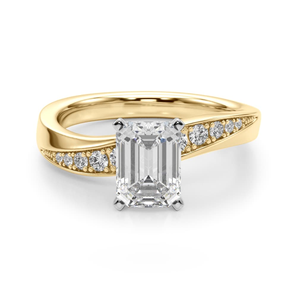 Contemporary Curved Engagement Ring, style 51246, Angle view in yellow gold