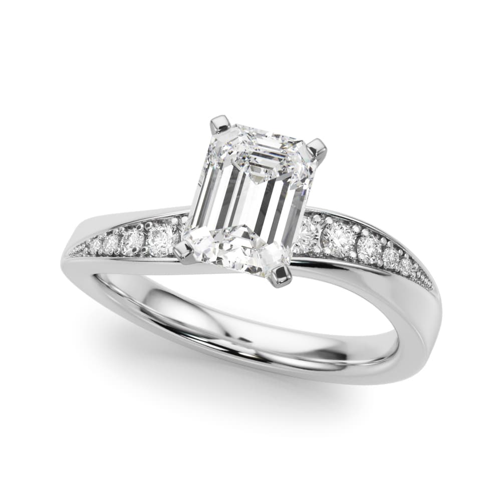 Contemporary Curved Engagement Ring — style 51246 in 10k White Gold