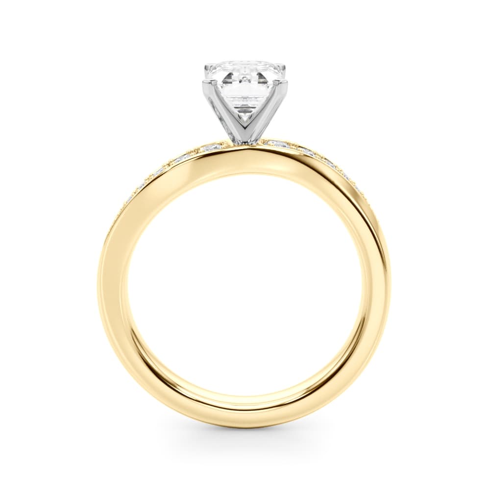Contemporary Curved Engagement Ring, style 51246, Side view in yellow gold