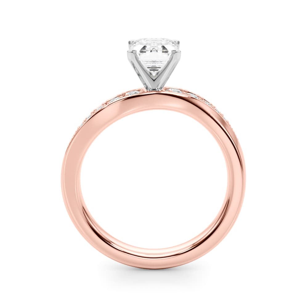 Contemporary Curved Engagement Ring, style 51246, Side view in rose gold