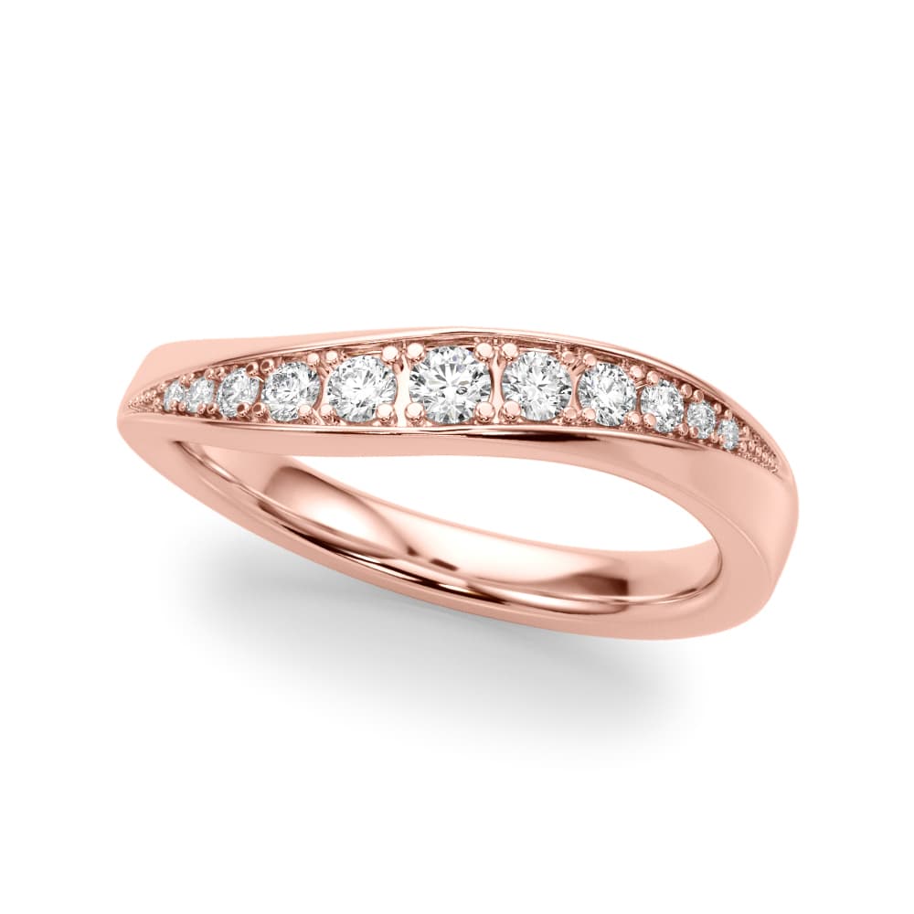Contemporary Curved Wedding Band (1/4 ct. tw.), Front view in rose gold