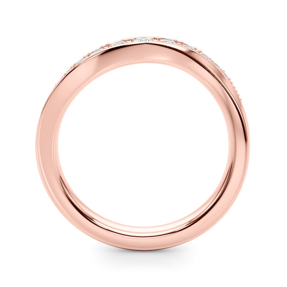 Contemporary Curved Wedding Band (1/4 ct. tw.), Side view in rose gold