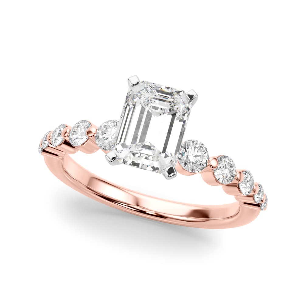 Single Row Single Shared Prong Engagement Ring, style 51247, Front view in rose gold