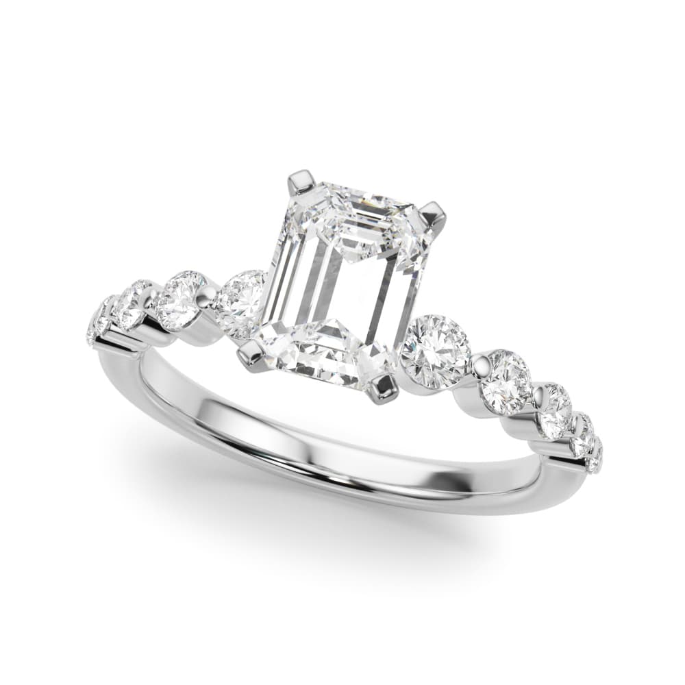 Single Row Single Shared Prong Engagement Ring — style 51247 in 10k White Gold