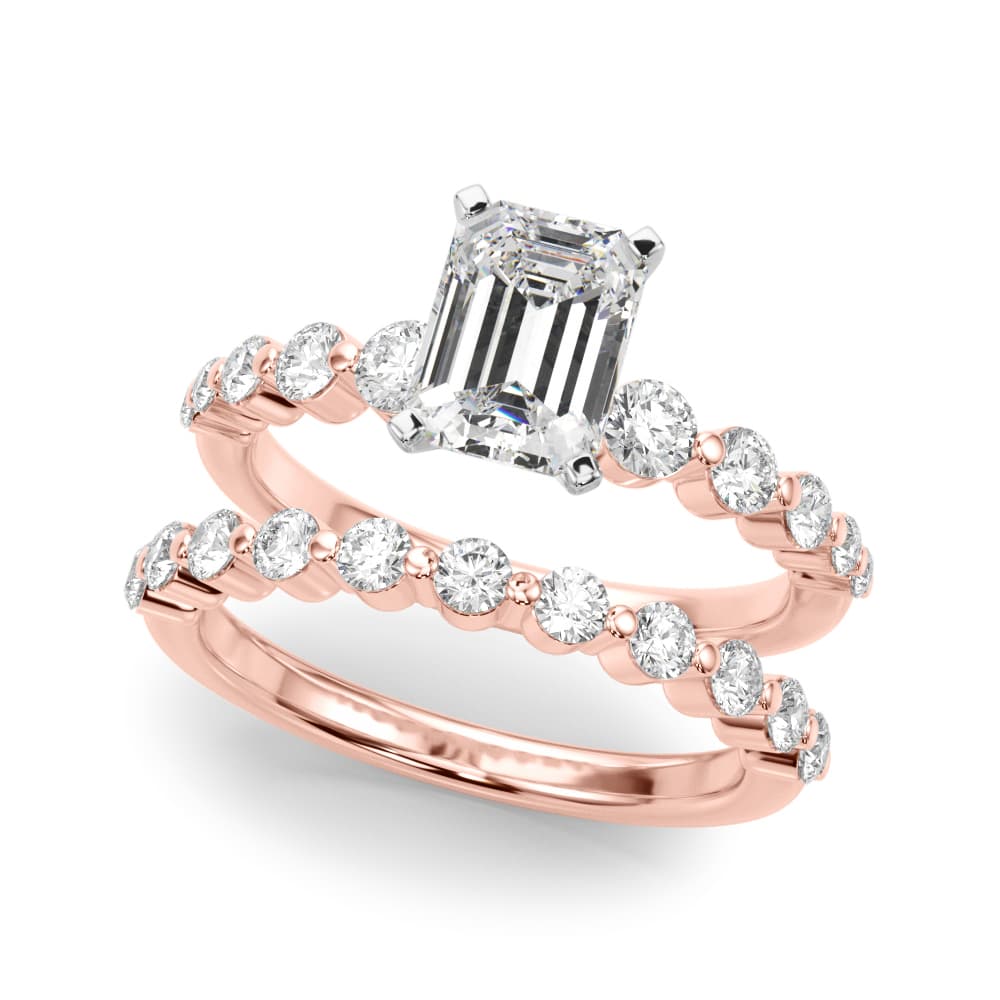 Single Row Single Shared Prong Engagement Ring, style 51247, On hand view in rose gold