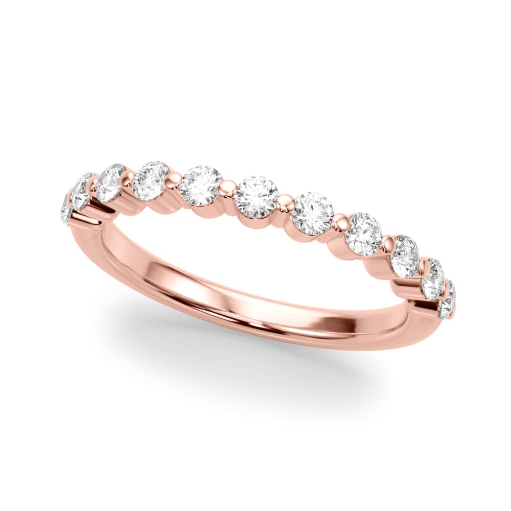 Single Shared Prong Wedding Band (0.44 ct. tw.), Front view in rose gold