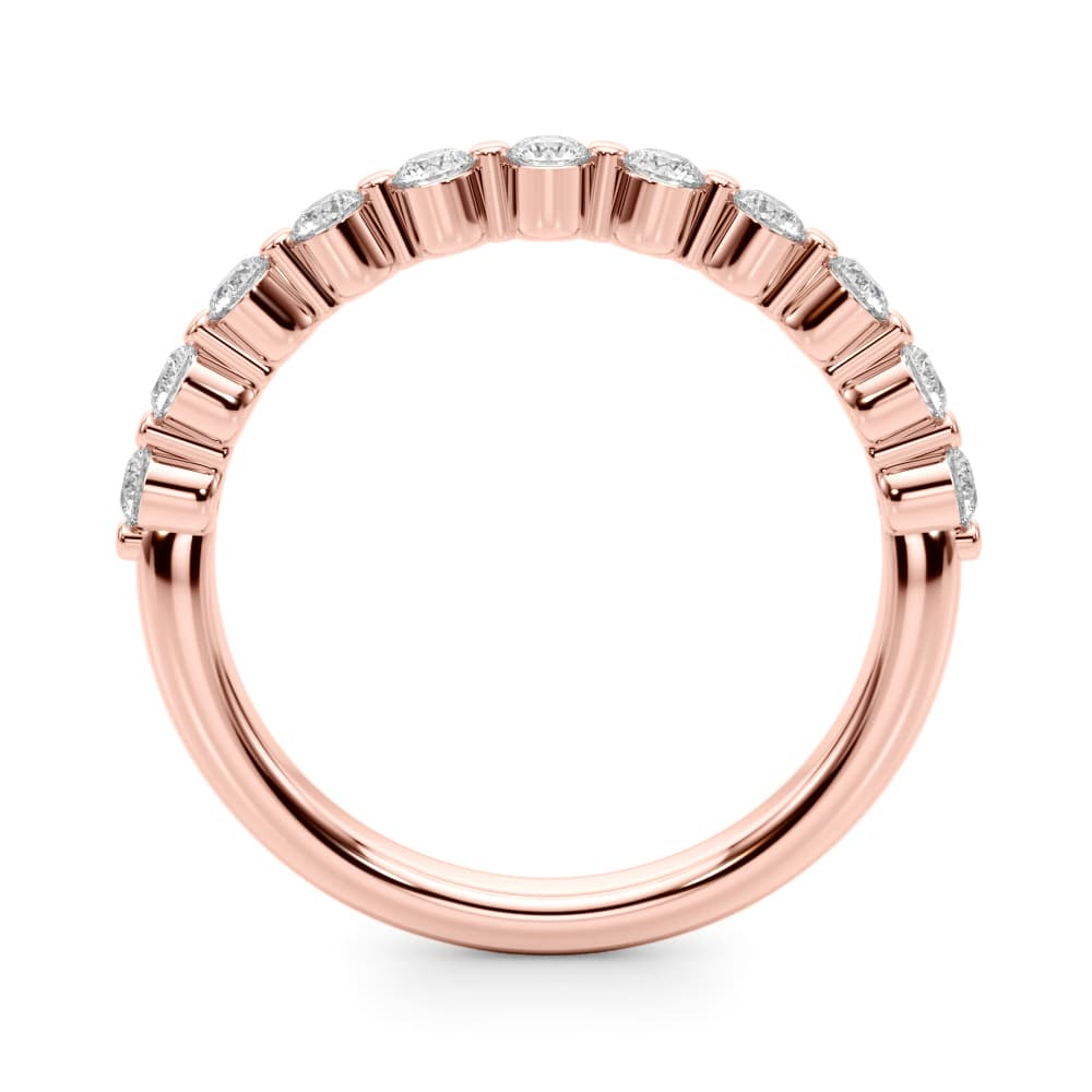 Single Shared Prong Wedding Band (0.44 ct. tw.), Side view in rose gold