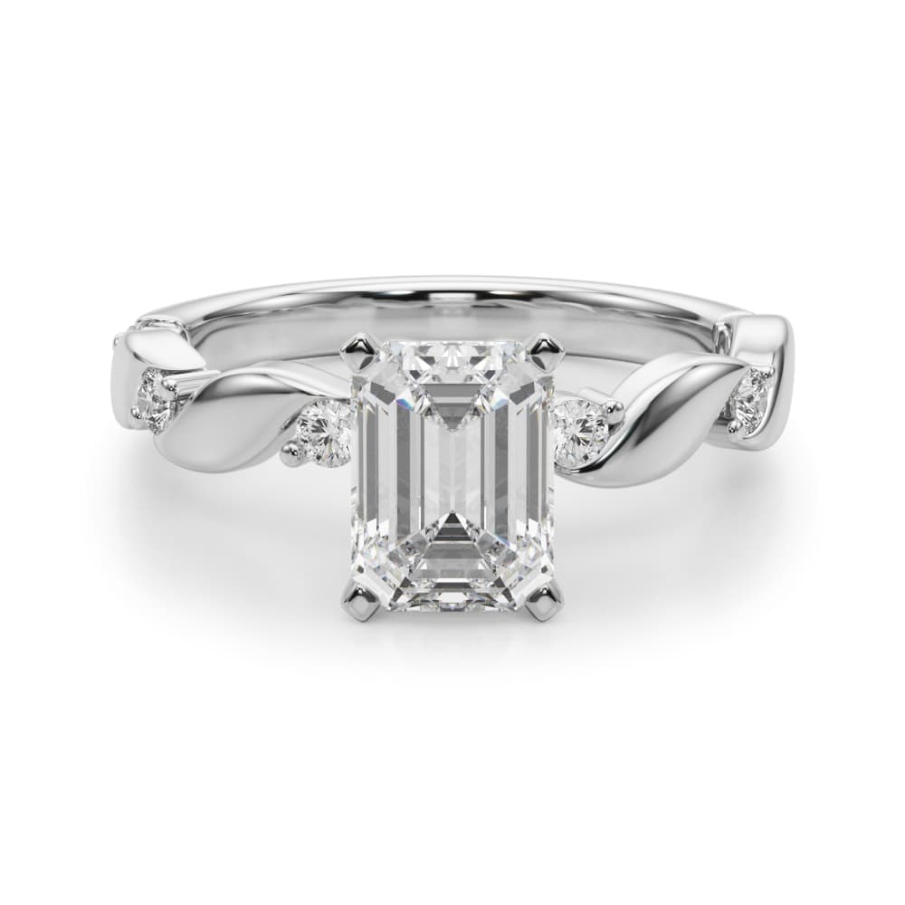 Twisting Engagement Ring, style 51248, Angle view in white gold or platinum