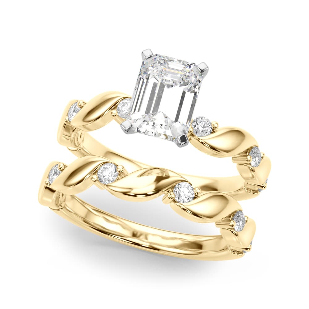 Twisting Engagement Ring, style 51248, On hand view in yellow gold