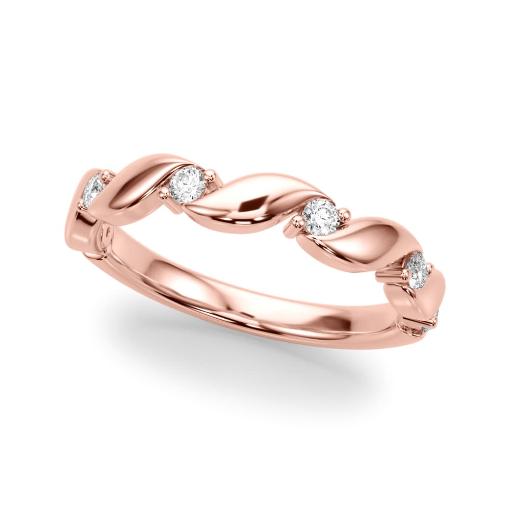 Twisting Wedding Band (0.21 ct. tw.), Front view in rose gold