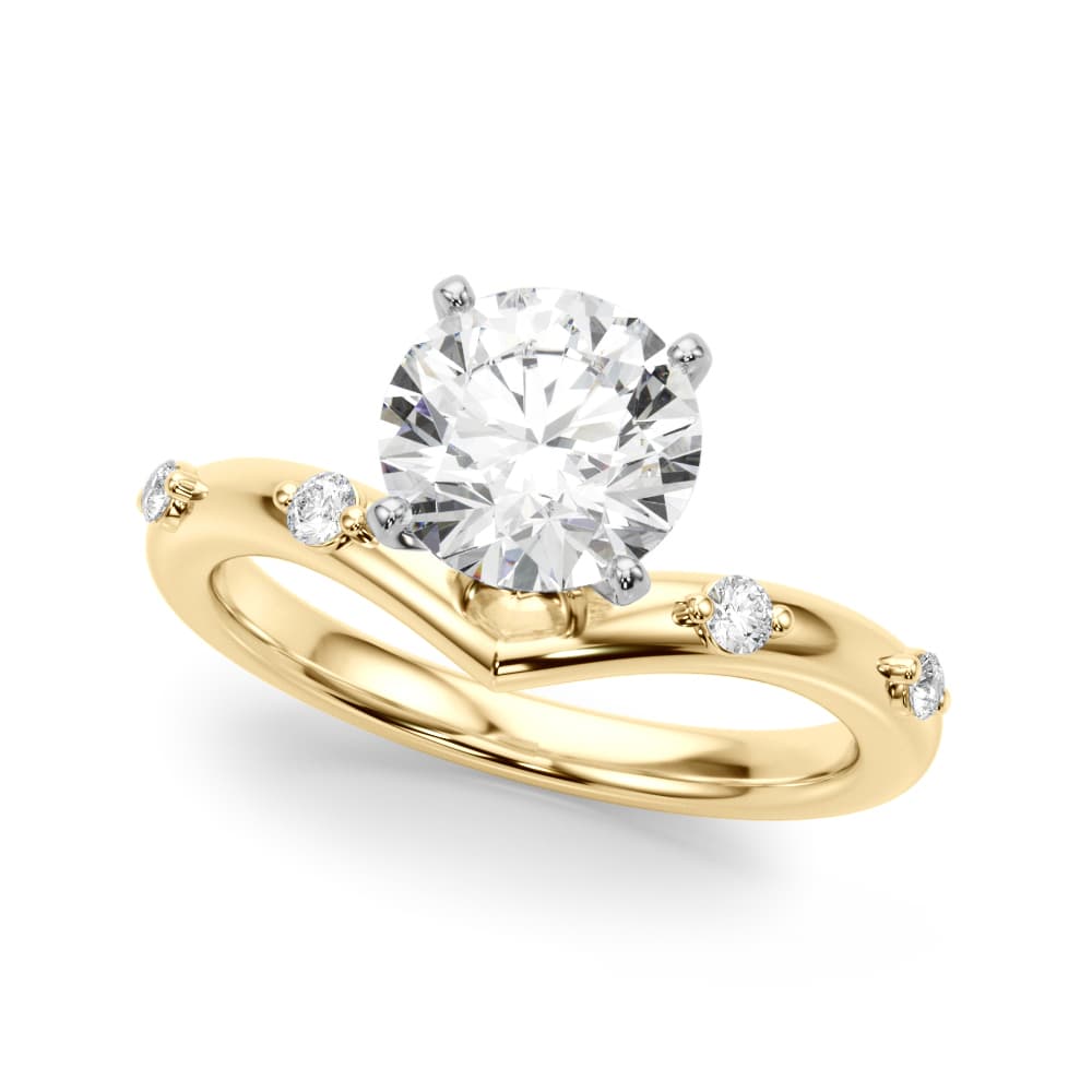 Chevron Engagement Ring, style 51249, Front view in yellow gold