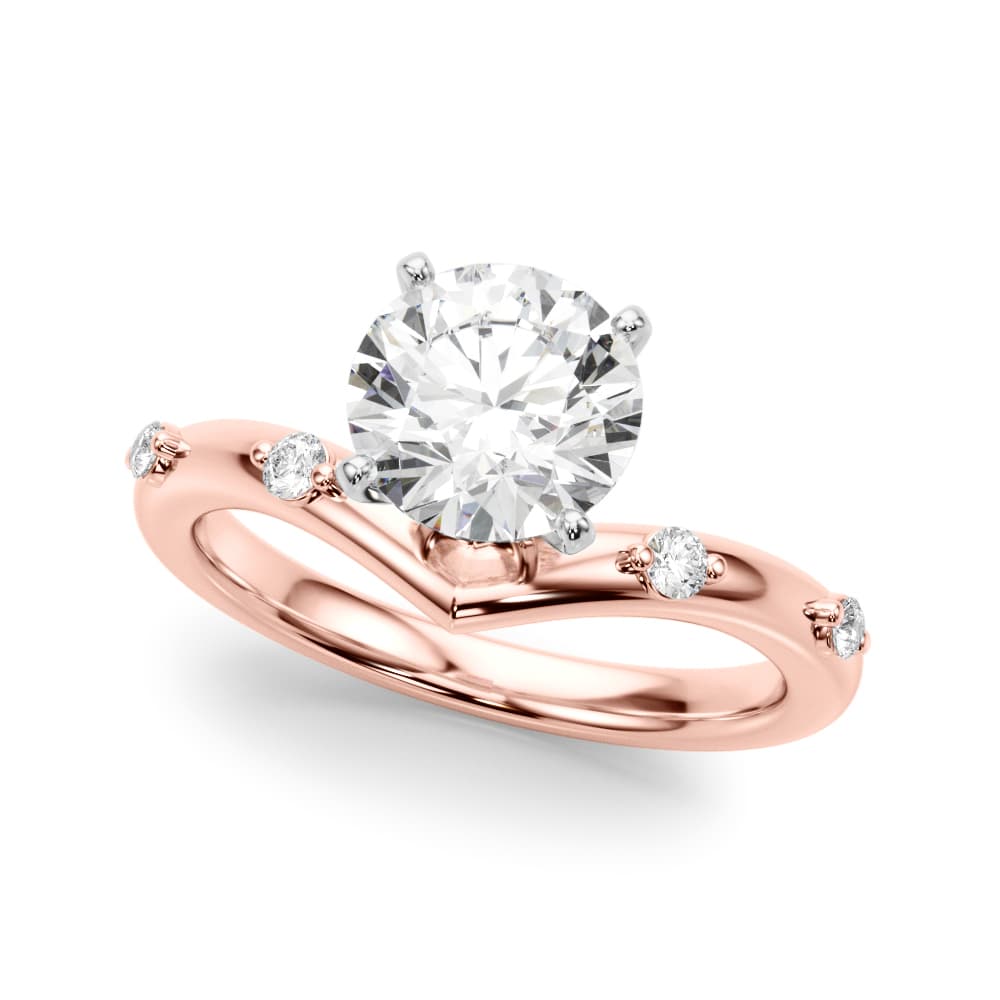 Chevron Engagement Ring, style 51249, Front view in rose gold