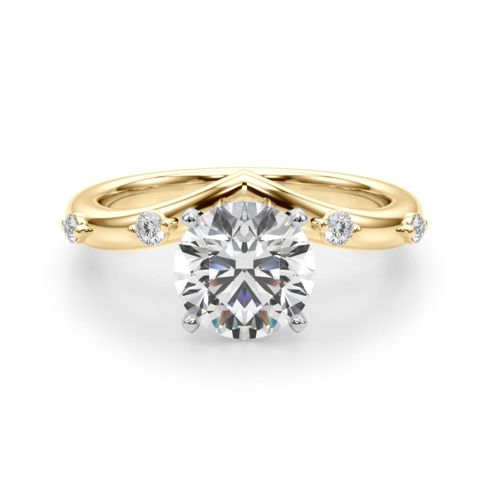 Chevron Engagement Ring, style 51249, Angle view in yellow gold