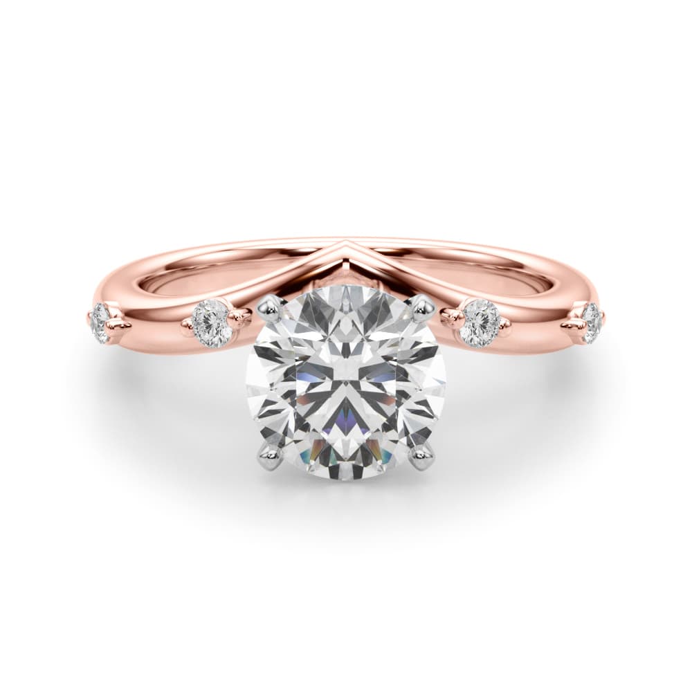 Chevron Engagement Ring, style 51249, Angle view in rose gold