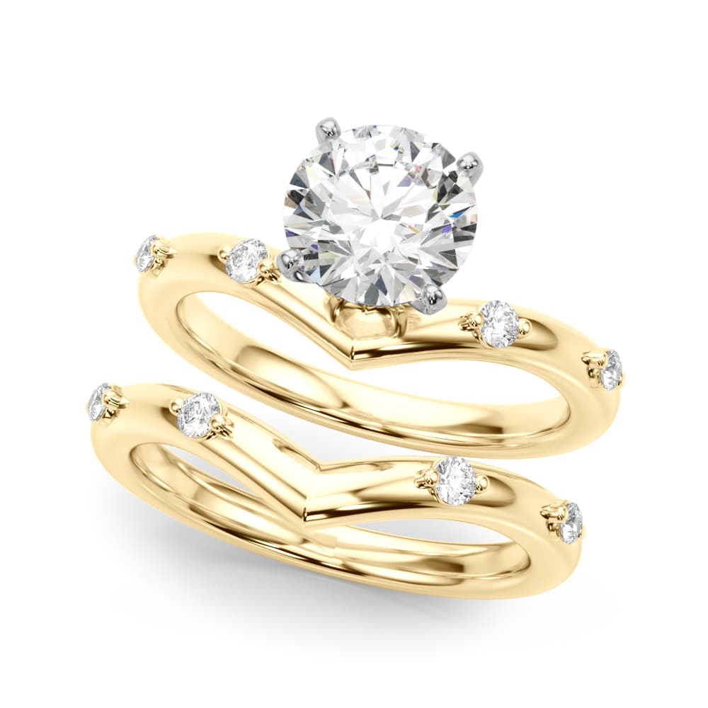 Chevron Engagement Ring, style 51249, On hand view in yellow gold