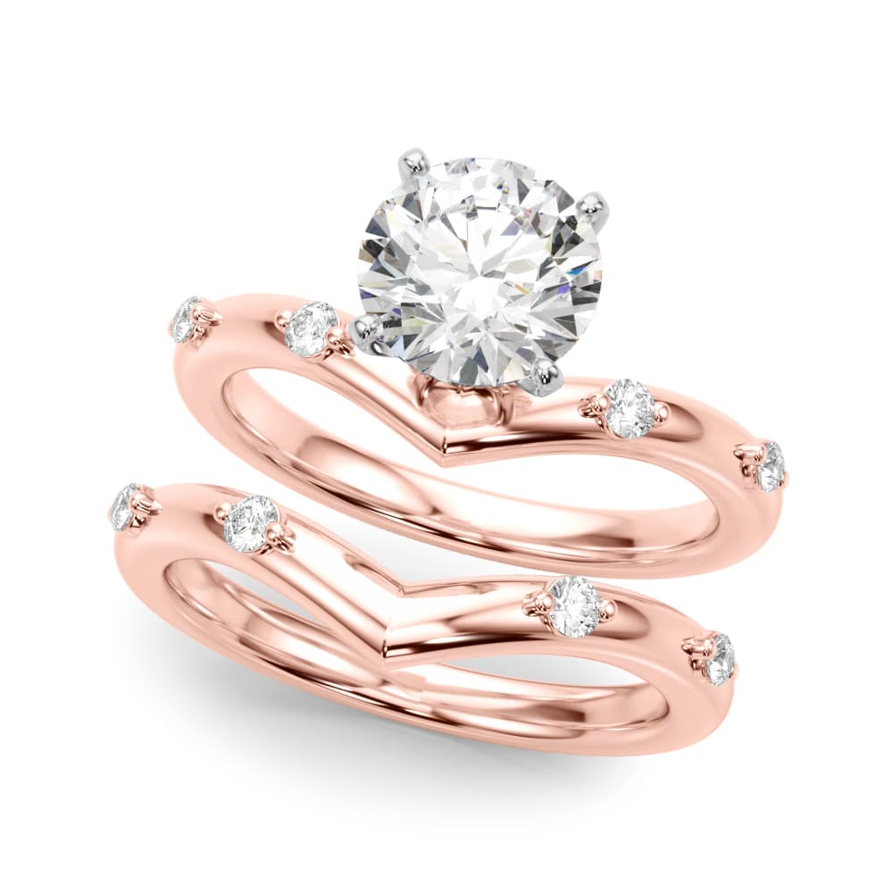 Chevron Engagement Ring, style 51249, On hand view in rose gold