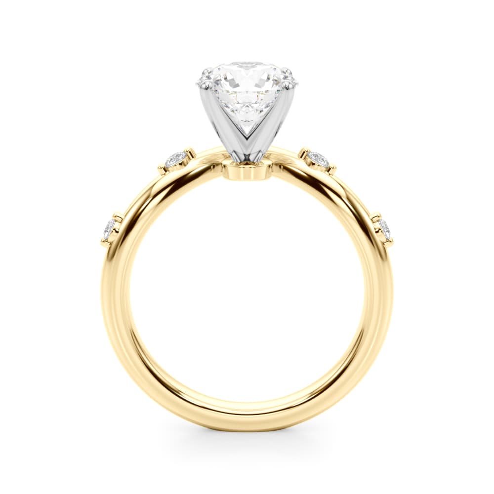 Chevron Engagement Ring, style 51249, Side view in yellow gold