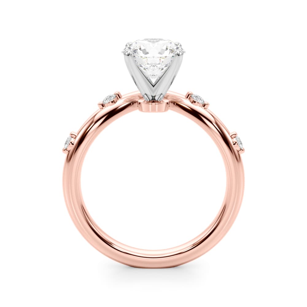 Chevron Engagement Ring, style 51249, Side view in rose gold