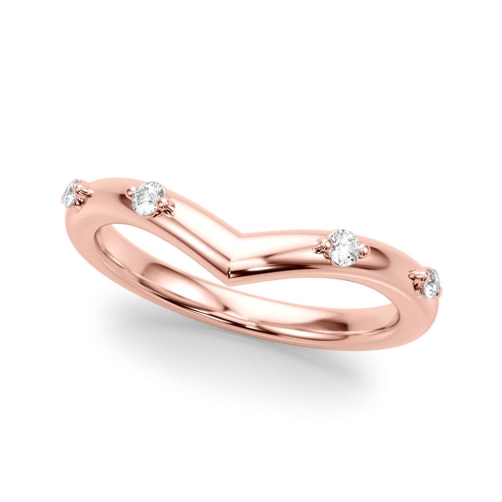 Chevron Wedding Band (0.1 ct. tw.), Front view in rose gold