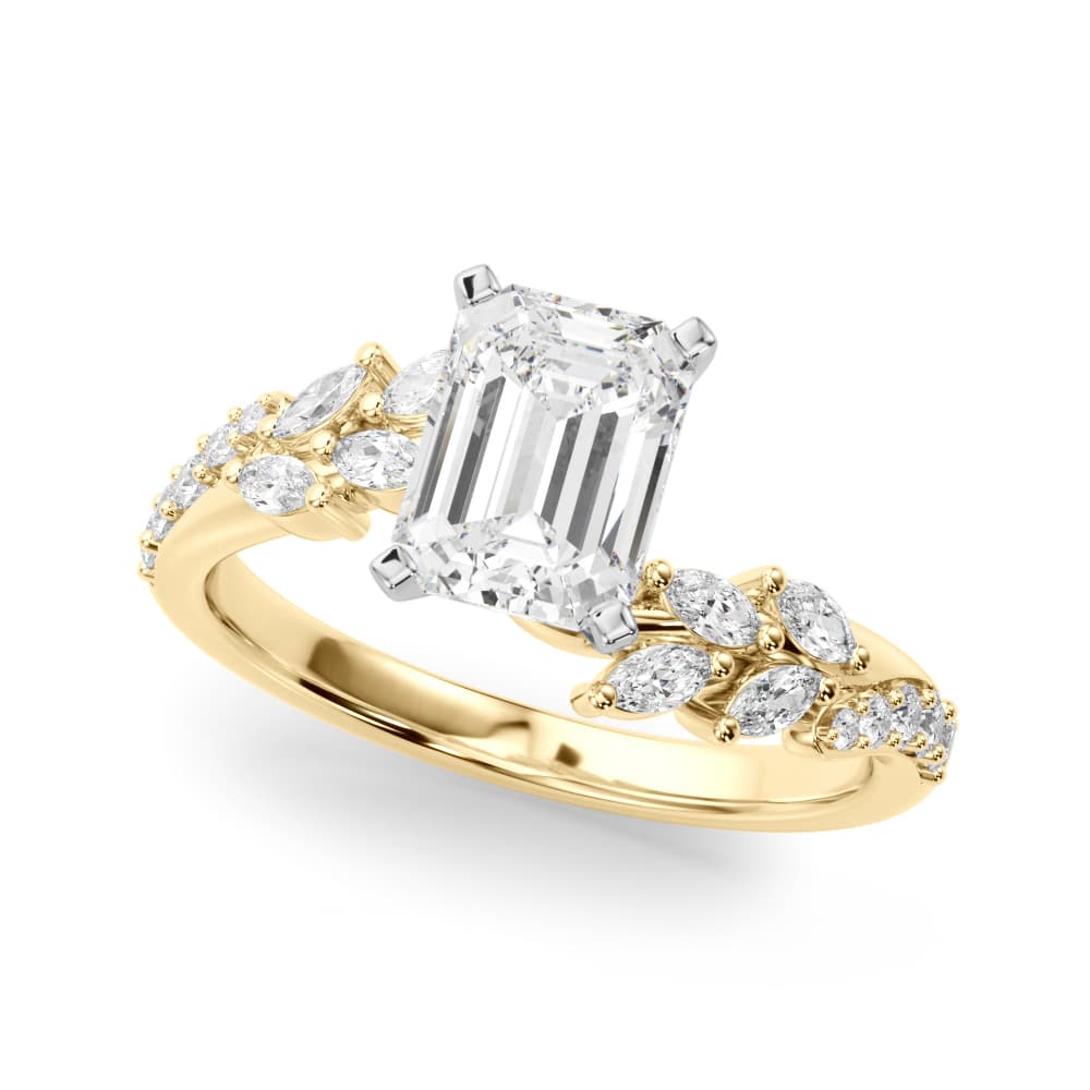 Nature Inspired Engagement Ring, style 51250, Front view in yellow gold