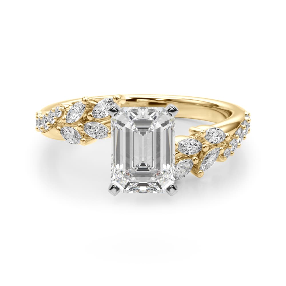 Nature Inspired Engagement Ring, style 51250, Angle view in yellow gold