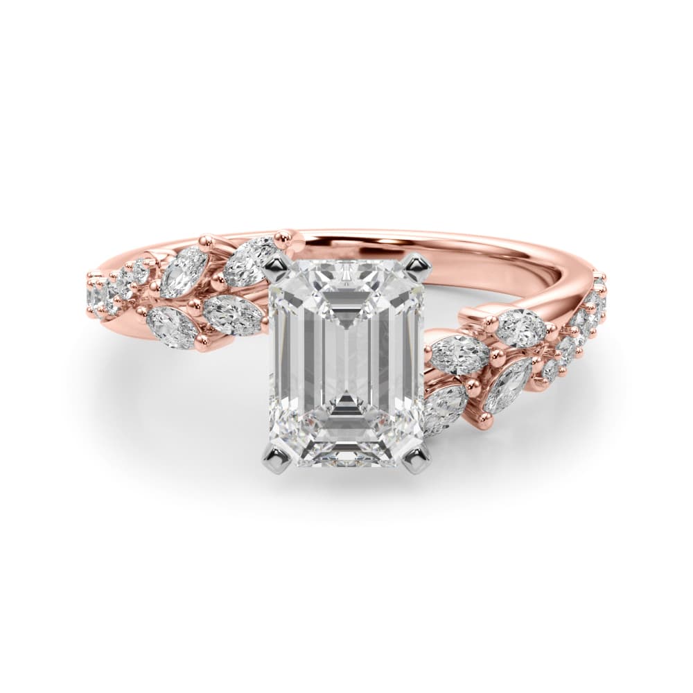 Nature Inspired Engagement Ring, style 51250, Angle view in rose gold
