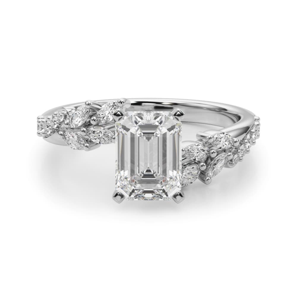 Nature Inspired Engagement Ring, style 51250, Angle view in white gold or platinum