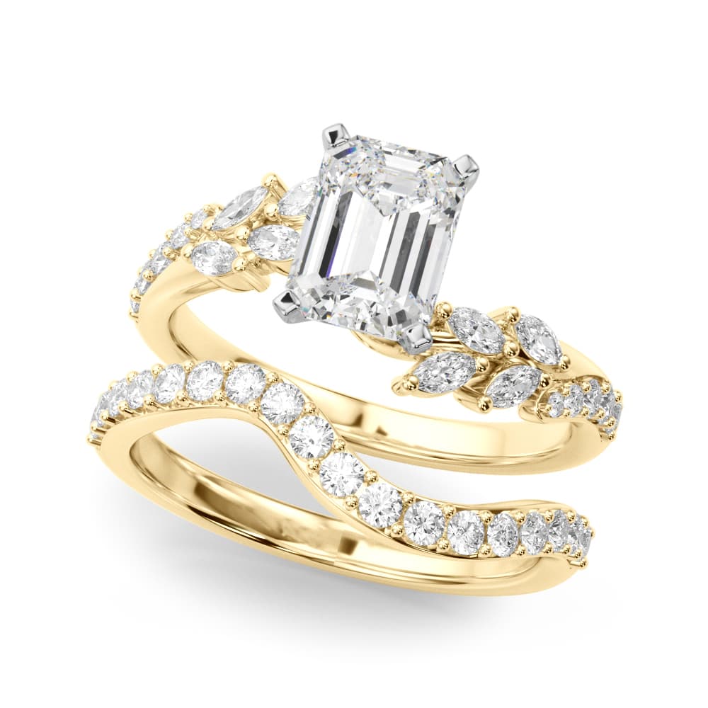 Nature Inspired Engagement Ring, style 51250, On hand view in yellow gold