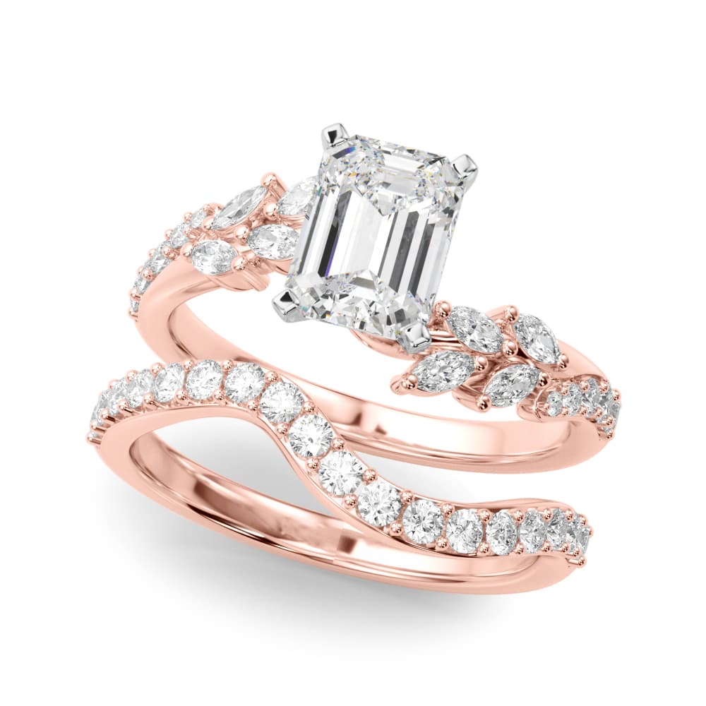 Nature Inspired Engagement Ring, style 51250, On hand view in rose gold