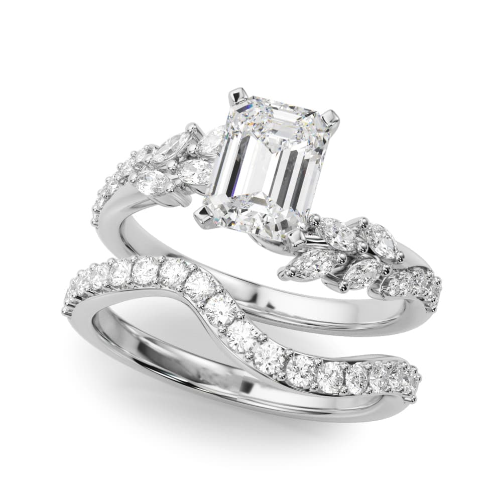 Nature Inspired Engagement Ring, style 51250, On hand view in white gold or platinum